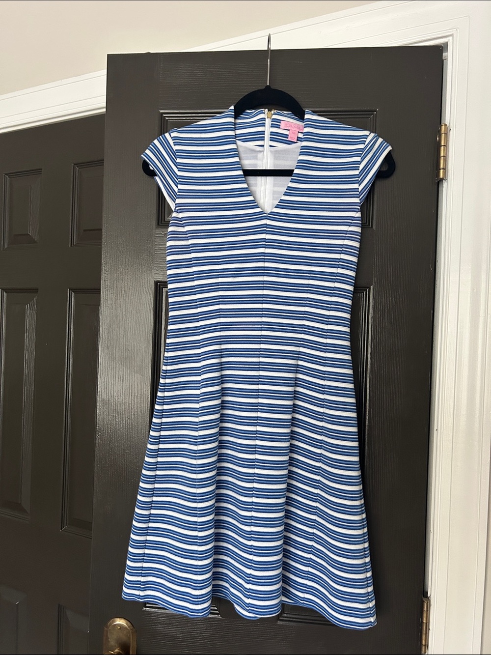 Lilly Pulitzer Blue and White Striped Knit Dress - Picture 1 of 3
